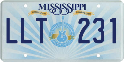 MS license plate LLT231