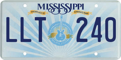 MS license plate LLT240