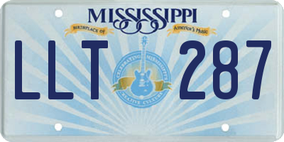 MS license plate LLT287