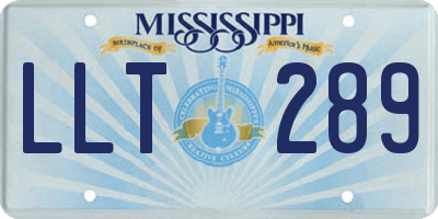 MS license plate LLT289