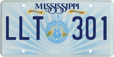 MS license plate LLT301