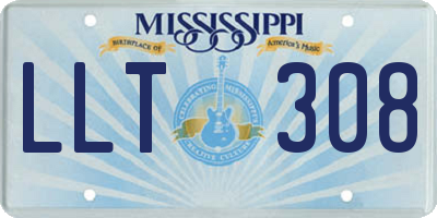MS license plate LLT308