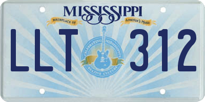 MS license plate LLT312