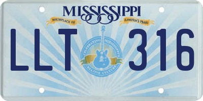 MS license plate LLT316
