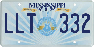 MS license plate LLT332