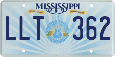 MS license plate LLT362