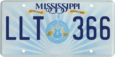 MS license plate LLT366