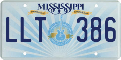 MS license plate LLT386
