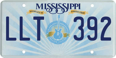 MS license plate LLT392