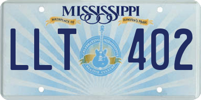 MS license plate LLT402