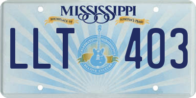 MS license plate LLT403