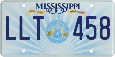 MS license plate LLT458