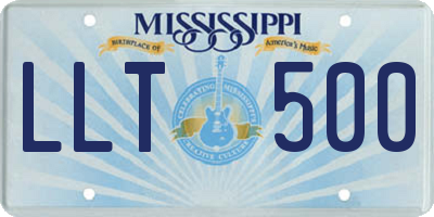 MS license plate LLT500