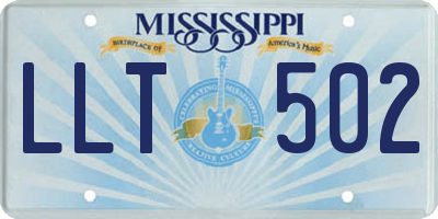 MS license plate LLT502