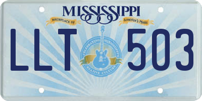 MS license plate LLT503