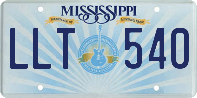MS license plate LLT540