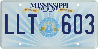MS license plate LLT603