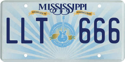 MS license plate LLT666