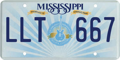 MS license plate LLT667