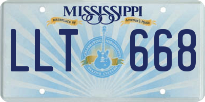 MS license plate LLT668