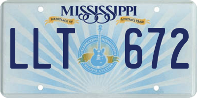 MS license plate LLT672