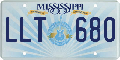 MS license plate LLT680