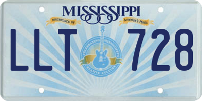 MS license plate LLT728