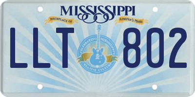 MS license plate LLT802