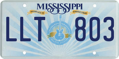 MS license plate LLT803