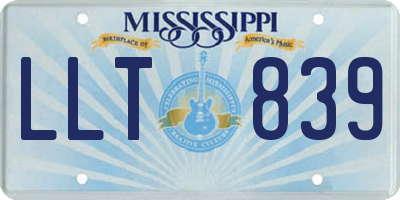 MS license plate LLT839