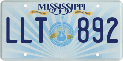 MS license plate LLT892