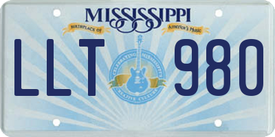 MS license plate LLT980