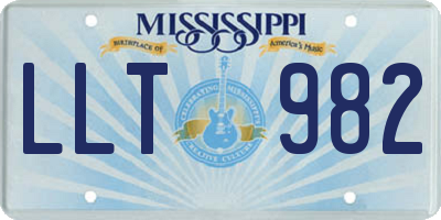 MS license plate LLT982