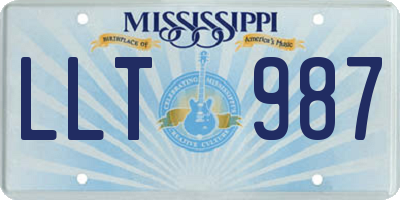 MS license plate LLT987