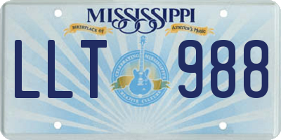 MS license plate LLT988