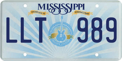 MS license plate LLT989