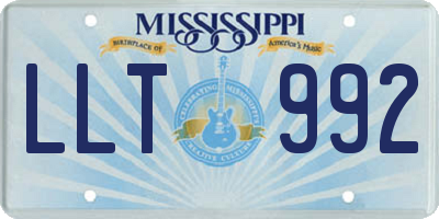 MS license plate LLT992