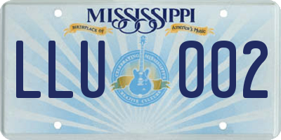 MS license plate LLU002