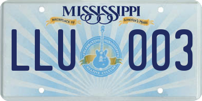 MS license plate LLU003