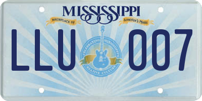 MS license plate LLU007