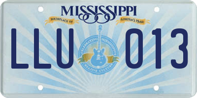 MS license plate LLU013