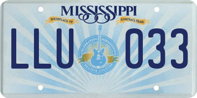 MS license plate LLU033