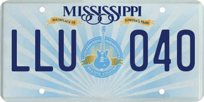 MS license plate LLU040