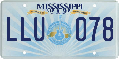 MS license plate LLU078