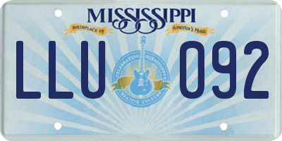 MS license plate LLU092