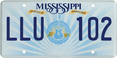 MS license plate LLU102