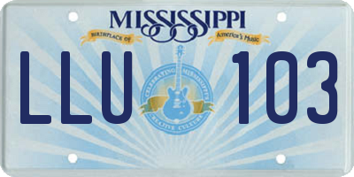 MS license plate LLU103