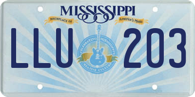MS license plate LLU203