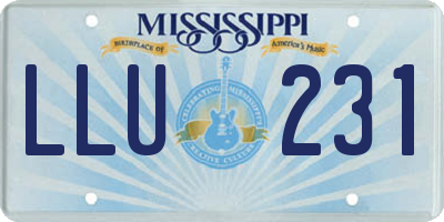 MS license plate LLU231