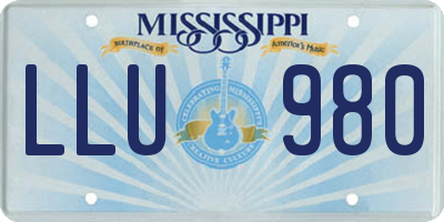 MS license plate LLU980